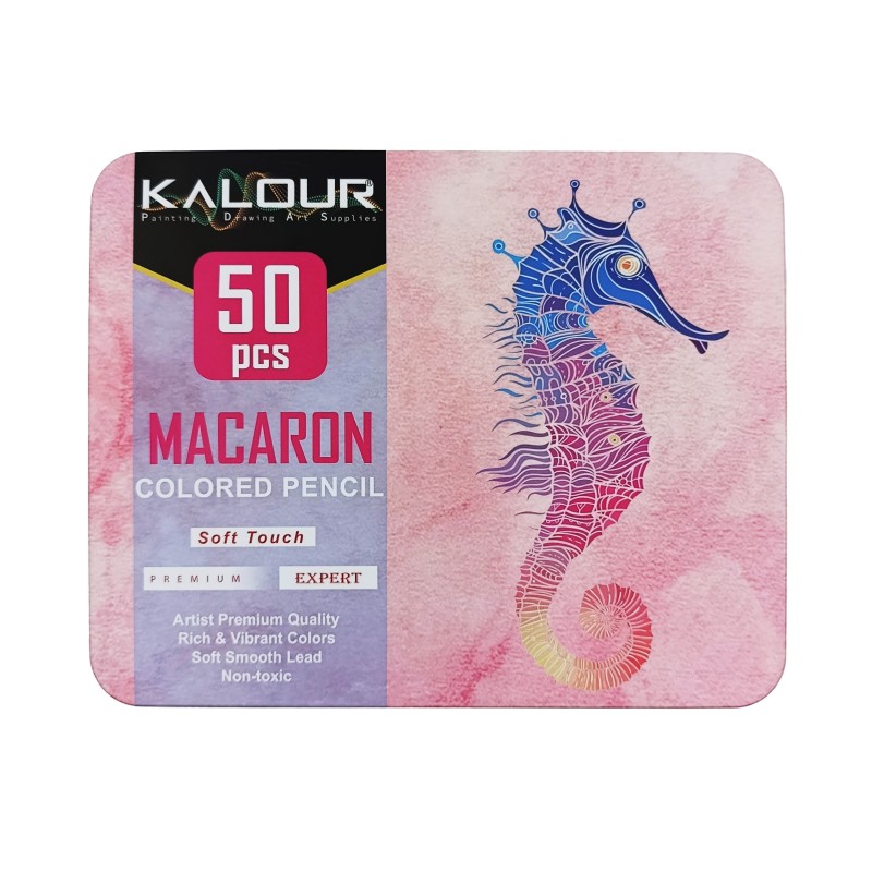 مداد رنگی پاستلی (MACARON) 50 رنگ - مدل اسب دریایی - برند کالور