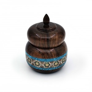دوات نفیس چوب گردو خاتم فیروزه (پر پن) کد 1-942