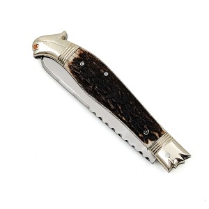 قلمتراش یک تیغه دسته شاخ گوزن سر مرغی 11 سانتیمتر / استاد حسینی