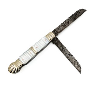 قلمتراش دو تیغه دسته صدف تیغه دمشقی 11سانتیمتر / علیخانی