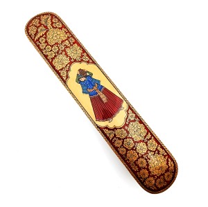 جاقلمی نقاشی خاتم و تشعیر طرح  بانو رنگ قرمز