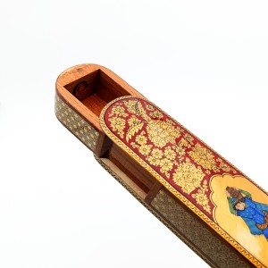 جاقلمی نقاشی خاتم و تشعیر طرح  بانو رنگ قرمز