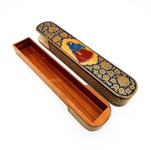 جاقلمی نقاشی خاتم و تشعیر طرح  بانو رنگ آبی