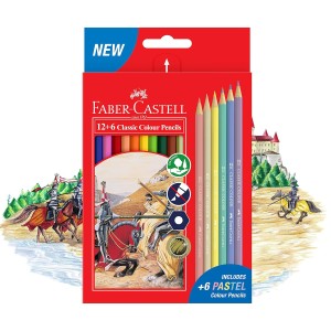 مداد رنگی مدل کلاسیک برند فابر کاستل 6+12 رنگ (طرح نبرد)