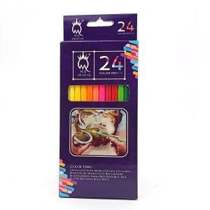مداد رنگی جعبه مقوایی 24 رنگ برند ام کیو