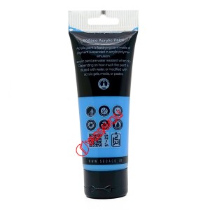 رنگ اکریلیک تیوپ ساده 75 میل آبی روشن برند سوداکو کد 08310