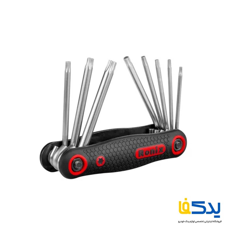 مجموعه 8 عددی آچار آلن ستاره‌ ای تاشو رونیکس مدل RH-2021