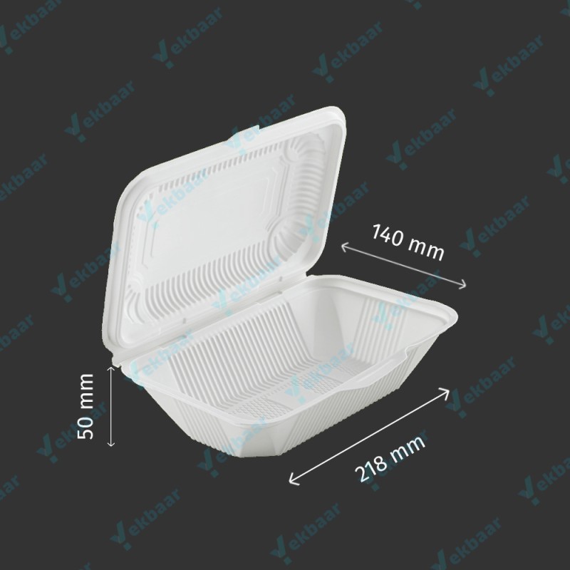 ظرف غذا تک پرسی درب دار یکبارمصرف گیاهی 800 سی سی - برند آملون