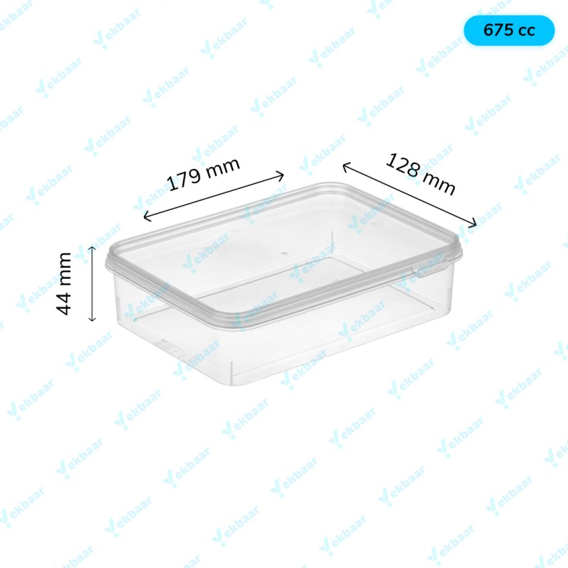 ظرف مایکروویو درب دار سایز 675 سی‌سی بسته 6 عددی
