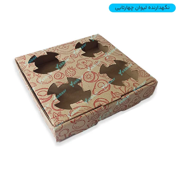 کاپ هولدر چهارتایی بیرون بر طرح‌دار - 100 عددی