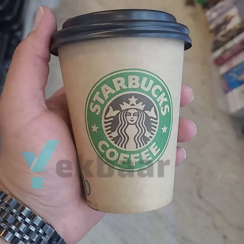 لیوان کاغذی کرافت استارباکس 400 سی سی درب دار 20 عددی