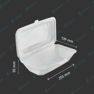 ظرف غذا گیاهی - درب دار - دو پرسی - یکبارمصرف - بسته 25 عدد - کاملا بهداشتی