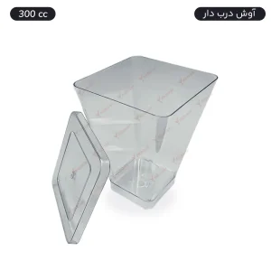 ظرف یکبار مصرف دسری درب دار - مدل آوش حجم 300 سیسی - تعداد ۶ عدد - ارزان ترین قیمت و ارسال سریع