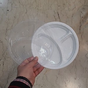 بشقاب یکبار مصرف تقسیم دار سه خانه گرد 25 عددی