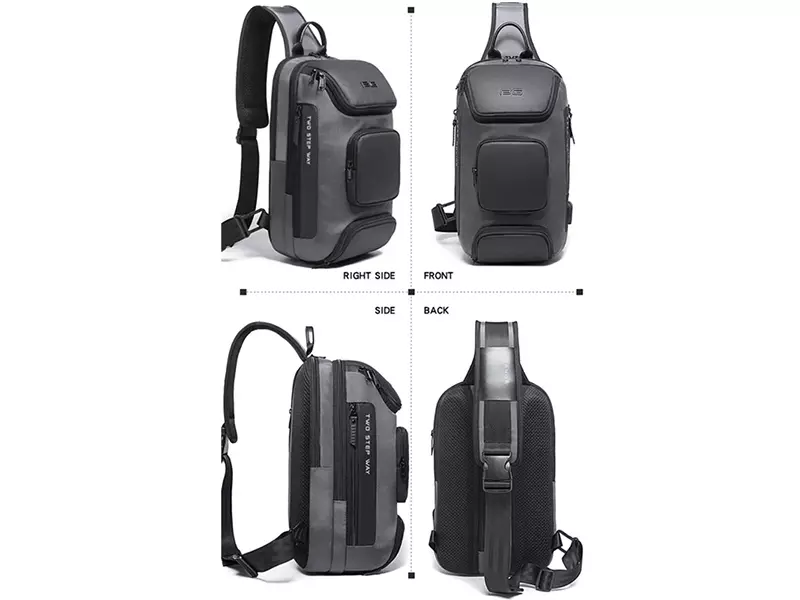 کوله پشتی تک بند یو اس بی دار 8 لیتری بنج BANGE BG-7086 Men Chest Bag Single Shoulder Bag