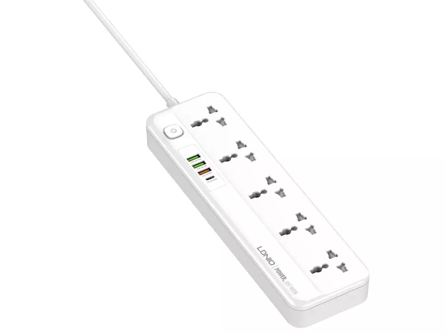 چند راهی برق ۵ سوکت، 3 یو اس بی و 1 تایپ سی الدنیو LDNIO SC5415 Power Strip With USB Port