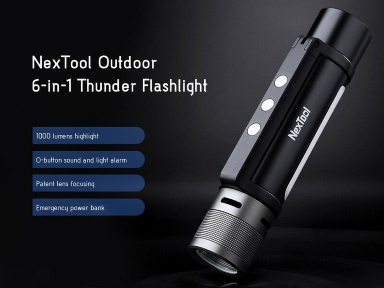 چراغ قوه و پاوربانک 6 کاره شیائومی Xiaomi NE20030 NexTool Outdoor 6 in 1 Thunder Flashlight