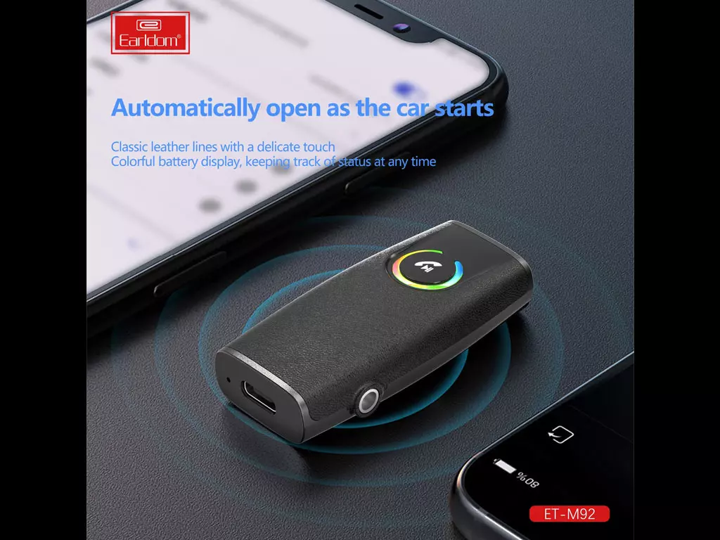 ارلدام فرستنده و گیرنده بلوتوثی ضبط خودرو با جک 3.5 میلیمتری ارلدام EARLDOM ET-M92 BT 5.1 Transmitter and Receiver 2 in 1 Wireless 3.5mm