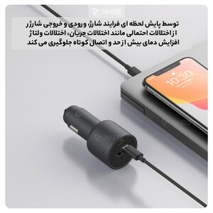 شارژر فندکی سریع با خروجی یو اس بی و تایپ سی شیائومی Xiaomi 100W Car Fast Charger