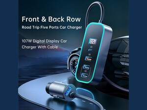 قیمت شارژر فندکی سوپر فست شارژ تایپ سی و یو اس بی 5 پورت مک‌دودو MCDODO CC-1900 107W Digital Display Car Charger