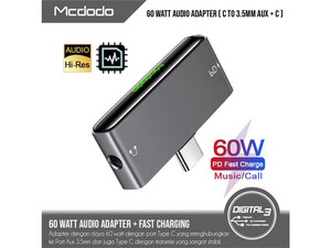 مبدل تایپ سی به جک 3.5 میلیمتری مک دودو  Mcdodo Audio Adapter Type C to Jack 3.5mm 60W CA-7660