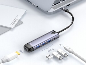 هاب آداپتور تایپ سی 5 در 1 مک دودو MCDODO 5 in 1 USB-C HUB HU-775 دارای خروجی های کاربردی