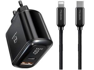 کابل تایپ سی به لایتنینگ و آداپتور فست شارژ 18 وات مکدودو Mcdodo PD+QC Travel Charger CH-717