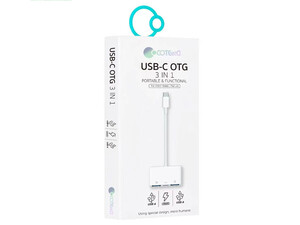 کابل تبدیل او تی جی تایپ سی به یو اس بی و تایپ سی کوتتسی Coteetci USB-C 3in1 OTG 33018