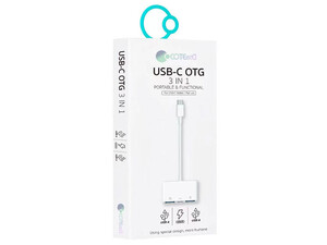 خرید کابل تبدیل او تی جی تایپ سی به یو اس بی و تایپ سی کوتتسی Coteetci USB-C 3in1 OTG 33018