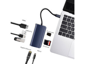 خرید هاب هشت پورت تایپ سی کوتتسی COTEetCI MB1086 8-in-1 USB Type-C Hub