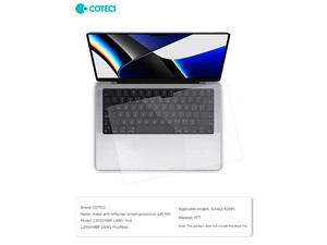 قیمت محافظ صفحه نمایش ضد انعکاس نور مات مک بوک پرو 16 اینچ کوتتسی Coteetci screen protection film Macbook Macbook Pro"16(A2485) 12004