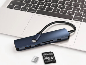 خرید هاب شش پورت تایپ سی کوتتسی Coteetci USB3.0*3،PD3.0 ،SD Card reader ،TF Card reader MB1084