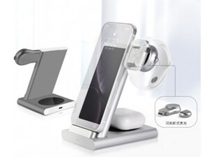 شارژر بی سیم اپل واچ، آیفون و ایرپاد کوتتسی Coteetci 3in1 Aluminium Wireless Charging Stand CS5700