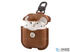 کاور محافظ چرمی ایرپاد اپل Coteetci Magnet Airpods PUCase With Hook