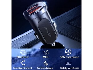 شارژر فندکی سریع دو پورت جویروم Joyroom C-A09 mini Dual USB Smart Fast Car Charger 30W