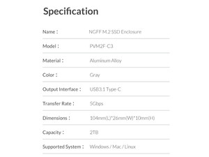 باکس مبدل M2 به Type-C اوریکو ORICO PVM2F-C3 NGFF M.2 Type-C Hard Drive Enclosure