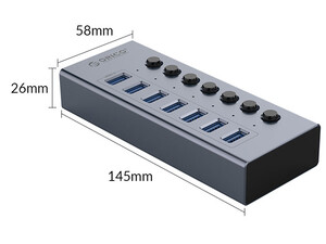 هاب 7 پورت یو اس بی فلزی اوریکو ORICO-BT2U3-7AB Multi-port Hub With Individual Switches