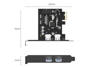 هاب دو پورت اینترنال USB 3.0 اوریکو ORICO PVU3-2O2I 2 Port USB3.0 PCI-E Expansion Card with 1*19 Pin Slot