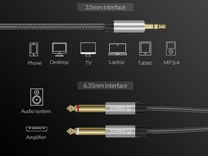 مبدل جک 3.5 میلیمتری به 6.35 میلیمتری صدا ORICO AM-D2M1 3.5mm to 6.35mm M/M Professional Audio Cable