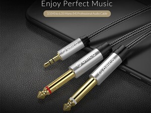 مبدل جک 3.5 میلیمتری به 6.35 میلیمتری صدا ORICO AM-D2M1 3.5mm to 6.35mm M/M Professional Audio Cable