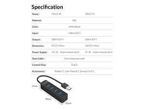 هاب 7 پورت اوریکو ORICO TWU3-7A 7-Port USB 3.0 HUB