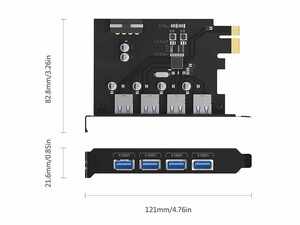 هاب یو اس بی اینترنال 4 پورت اوریکو Orico 4 Port USB3.0 PCI-E Expansion Card PME-4U