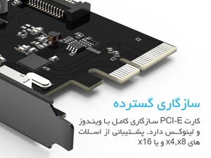 هاب اینترنال یو اس بی دو پورت اوریکو Orico PA31-2P 2 Port USB3.1 PCI-E Adapter اتصال از طریق PCI-E