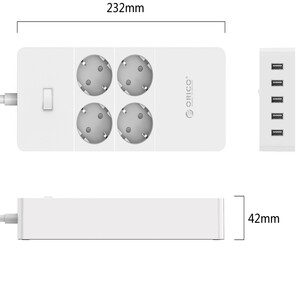 چند راهی 4 سوکت و 5 یو اس بی اوریکو ORICO 4 AC with 5 USB Charging Port HPC-4A5U-V1