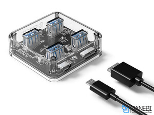 هاب 4 پورت همراه کابل 1 متری اوریکو Orico 4 Port USB3.0 Transparent HUB MH4U-U3-10