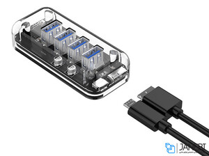 هاب یو اس بی 4 پورت اوریکو Orico 4 Port USB3.0 Transparent HUB F4U-U3