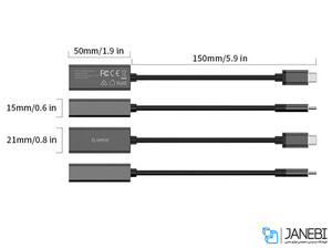 مبدل تایپ سی به پورت شبکه اوریکو Orico XC-R45 Type-C to Gigabit Ethernet Adapter