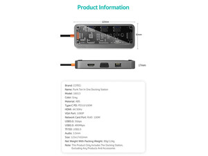 خرید هاب 10 پورت تایپ سی کوتسی Coteci 10 in1 Multifunctional Docking Station 16013