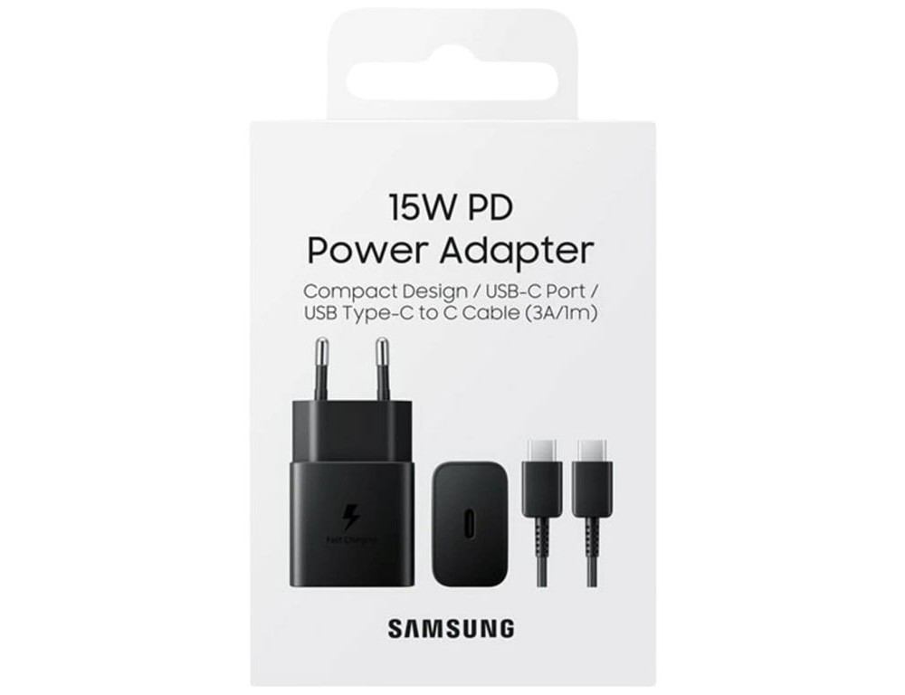 شارژر اصلی فست شارژ 15 وات سامسونگ همراه با کابل دو سر تایپ سی یک متری Samsung 15W Type-C With Type-C Cable