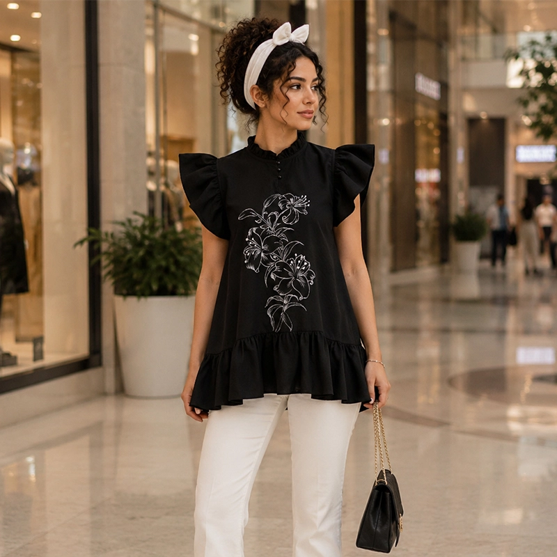 تاپ زنانه طرح زنبق